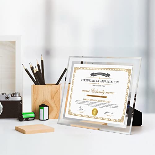 Hoikwo 8.5 by 11 Picture Frames, 12 Packs 8.5x11 Silver Glass Certificate Frames for 8.5 x 11 Document Diploma Award, Only for Tabletop Display Vertically or Horizontally - size: 8.5x11-12 Frames