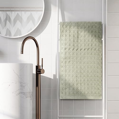 uxcell Waffle Hand Towels 100% Cotton 4 Pack Light Grey | Boho Soft Absorbent Towels for Bathroom Kitchen Gym, Quick Dry, Lint Free, Washcloths Set for Bathroom Kitchen Gym Yoga Face - color: Light Grey
