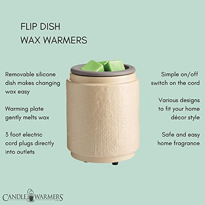 CANDLE WARMERS ETC. Wax Melt Fragrance Warmer for Scented Wax Melts, Cubes, Tarts with Silicone Dish Top|Natural Linen Cream Ceramic - style: Natural Linen