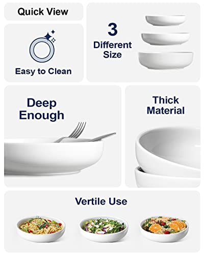 LE TAUCI Pasta Bowls 45 oz, Salad Bowls Set for Serving Soup, Pasta, Noodle, Dinner, Large Kitchen Bowl Plates, Microwave Safe - 8.5 Inch, Set of 4, White - color: White, size: 45 ounces