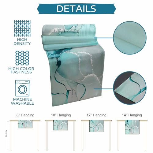 Marble Turquoise Aqua Table Runner 36 Inches Long,Cotton Linen Modern Teal Kitchen Dinner Dining Table Runners Decor Dresser,Burlap Blue Tablerunner for Coffee/Dining/Party/Wedding Table Table Decor - size: 13"x36"