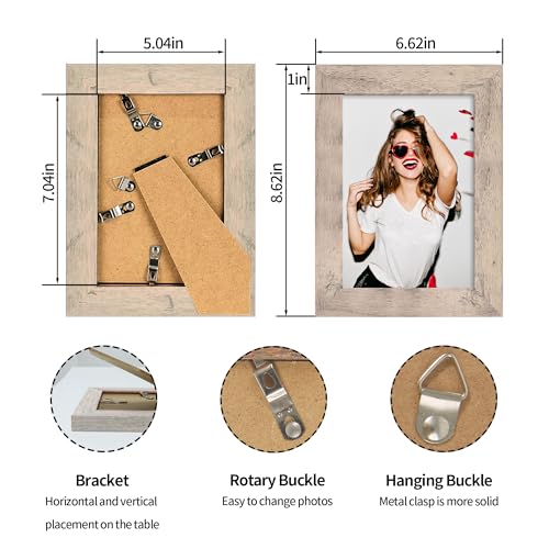 iRahmen 5x7 Picture Frame Set of 4, Smoke Gray Frame with High Definition Glass, 5 x 7 Wood Photo Frames for Tabletop Display and Wall Mounting - color: Smoke Gray, size: 5X7