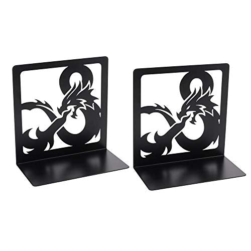 Dragon Book Ends, Heavy Duty Metal Bookends for Shelves | Non Skid Metal Book Divider Decorative Holder, Abstract Art Desgin Book Stopper Supports for Office, Home - color: 1pair E
