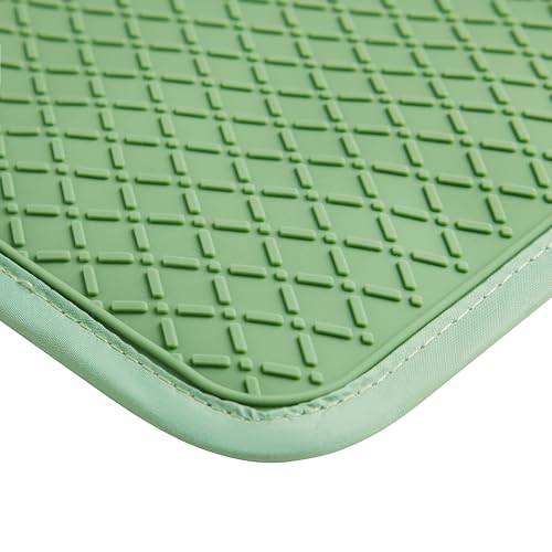 Ohocut Sage Green Checkered Pot Holder, Checkerboard Potholders for Kitchen, Silicone Pot Holders with Pocket for Kitchen Clearance 2 Pack Set, Hot Pads and Oven Mitts for Cooking Baking - color: Sage Green