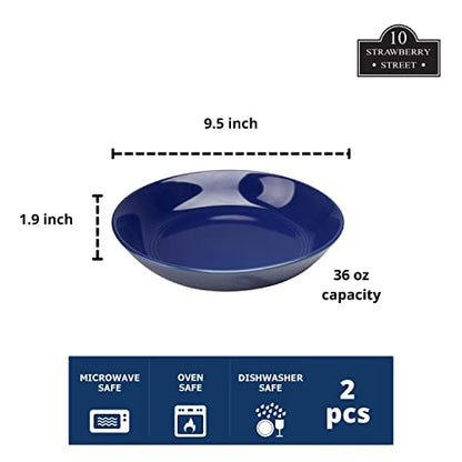 Double Line 9.5"/36 oz Dinner Bowl, Set of 2, Cobalt Blue - color: Cobalt Blue, size: Dinner Bowl