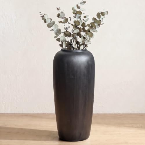 Large Ceramic Vase, Vintage Black with Silver Decor Vase, 22 Inches Tall - color: 22”h-vintage Black