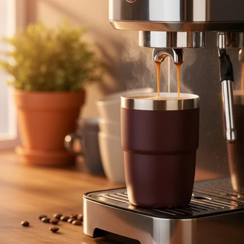 Zenbo 8 oz Stackable Espresso/Coffee Cups with Magnetic Lid, Ceramic-Lined | 18/8 Stainless Steel Mini Tumblers, Double-Wall Vacuum Insulated & Dishwasher Safe for Travel, Office, Hot Pink-2 Pack - color: Hot Pink