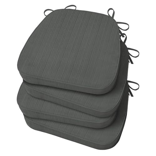 Basic Beyond Chair Cushions for Dining Chairs 4 Pack, D-Shaped Kitchen Chair Cushions with Ties Set of 4, 2.5" Thick Seat Cushions for Dining Room/Kitchen Chairs, 17" x 16", Dark Grey - color: Grey, size: 4 Count(Pack of 1)