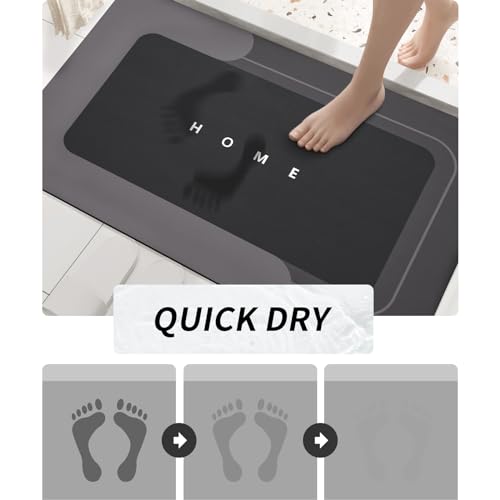 Housego Absorbent Bath Mat, Quick Dry Bath Rug, Non-Slip, 15.7x23.6 Inch, Black - color: Black, size: 1 Rectangular Piece (15.7" x 23.6")