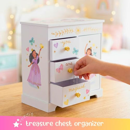 Giggle & Honey® Princess Musical Jewelry Box for Girls | Kids Music Box with Drawers, Fairytale Gifts for Girls Birthday, Princess Jewelry Boxes for Ages 3-10 - style: Perfect Princess