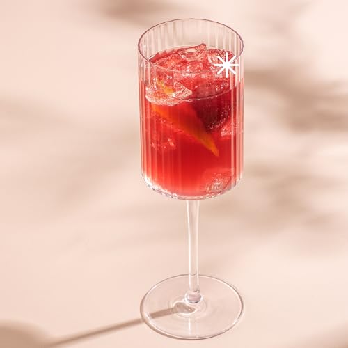 JoyJolt Elle Fluted White Wine Glasses Set of 2, 11.5oz Long Stem Wine Glasses, Unique Stemmed Cocktail Glass, Vintage Style Drinking Glass Set - style: White Wine Glasses