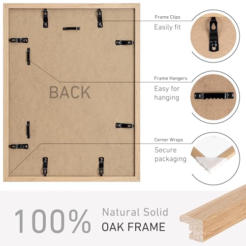 12x16 Picture Frame Natural Solid Oak Photo Frames with 8.5x11 Removable Mat Wall Hanging Large Handcrafted Frame with HD Plexiglass Wall and Tabletop Display Large Poster Frame - color: Oak, size: 12X16,1P