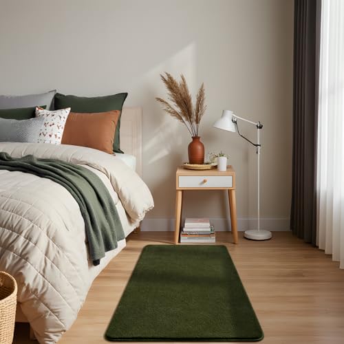 HOMORE 2x4 Runner Rug, Oliver Green Rugs for Bedroom Living Room | Thickened Memory Foam Rug for Bedside, Non Slip Washable Mat for Kitchen Entrance, Shag Area Rugs for Dorm Nursery Room - color: Oliver Green, size: 2 x 4 Feet (Rectangular)