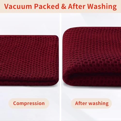 Homaxy 100% Cotton Waffle Weave Kitchen Dish Towels 6-Pack, Burgundy | 13 x 28 Inches, Ultra Soft Absorbent Dish Towels, Quick Drying Cleaning Towels - color: Burgundy, size: 13 X 28 - 6 Pack