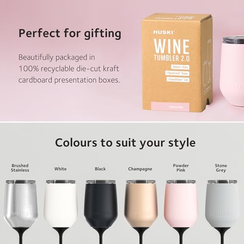 Huski Wine Tumbler 2.0 | NEW | Award-winning Design with Detachable Stem | Premium Stainless Steel Wine Glass with Lid | Triple Insulated Tumbler | 12oz Capacity | Great Gift (Stone Grey) - color: Stone Gray