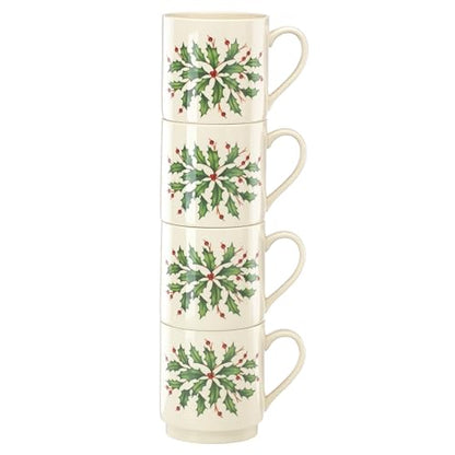 Lenox 853763 Holiday 4-Piece Stackable Mug Set, Christmas Dinnerware, Hosting - style: Stackable Mugs