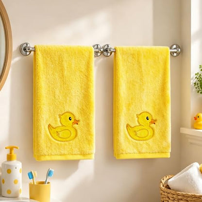 FYSUIMU Rubber Ducky Hand Towels Yellow Duck Embroidered Cotton Bathroom Towel Absorbent Bath Towel for Kitchen Dish Drying Cleaning Cooking, 29.5 x 13.7 Inch, 2Pcs - color: Yellow