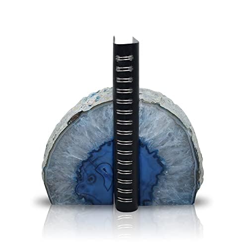 Nature's Decorations Blue Agate Bookends - A-Quality Small Heavy Duty Geode, Navy & Cobalt Office Decor Accents, Unique Crystal Gift, 1 Pair (2-3 lbs) - color: Blue, size: A Grade 2 - 3 Lbs