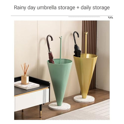 Home Umbrella Shape Metal Entrance Umbrella Stand Holder with Creative Handle Commercial Umbrella Racks with Bottom Foot and Metal Frame for Entryway(Gold) - color: Gold