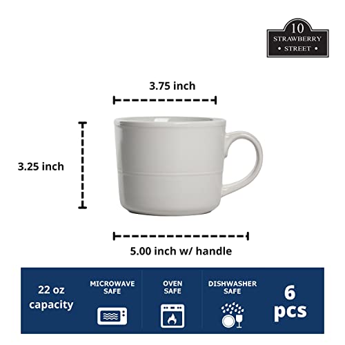 Double Line 3.75"/12 oz Mug, Set of 6, White - color: White, size: 12 Ounces
