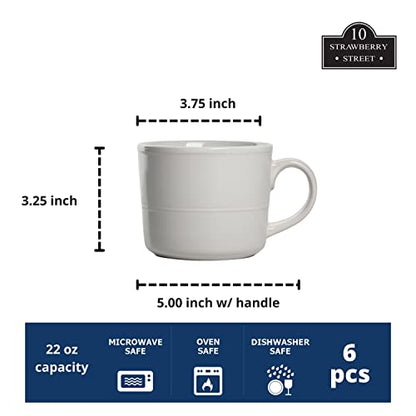 Double Line 3.75"/12 oz Mug, Set of 6, White - color: White, size: 12 Ounces