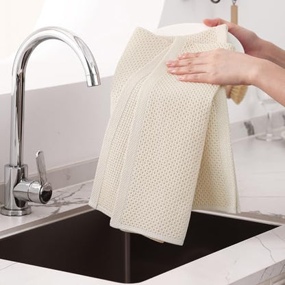 Homaxy 100% Cotton Oversized Waffle Weave Kitchen Towels, 5-Pack, Beige | 20 x 28 Inches, Ultra Soft Absorbent Dish Towels, Quick Drying Large Cleaning Towels - color: Beige, size: 20 X 28 - 5 Pack