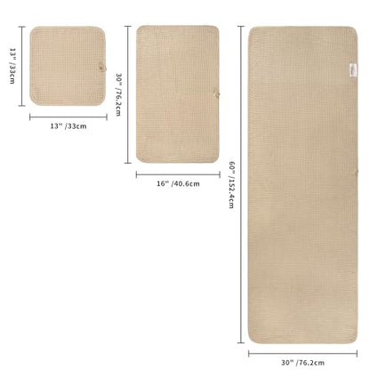 POLYTE 430 GSM Poly Blend Microfiber Quick Dry Waffle Bath Towel Set of 6 | 2-Body Towels, 2-Hand Towels, 2-Wash cloths, Oversize, Lint Free - color: Beige