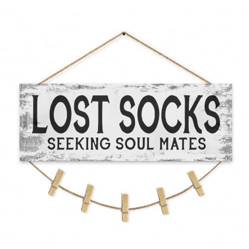Laundry Sign Wall Decor, Lost Socks Laundry Sign, Rustic Sign Wall Art for Washroom, Bathroom Lost Socks Decorative 6"x14.5" - color: Lost Socks