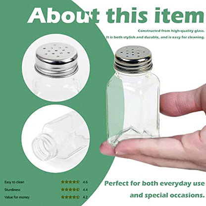1st Choice Salt and Pepper Shakers with Stainless Tops Set of 2 (Square Shakers) - style: Square Shakers