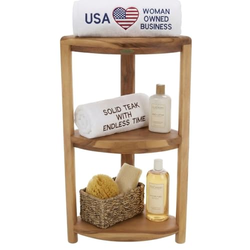 EcoDecors 3-Tier Shelf Waterproof Teak Wood Shower Shelf for Inside Shower Provides Storage, and Organization for Bathroom Accessories - size: 3 tier - Compact