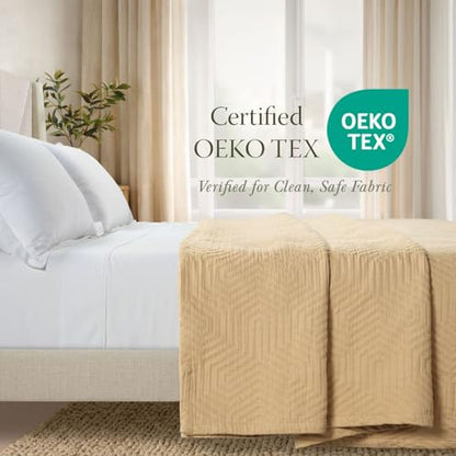 Threadmill Luxury Cotton Blankets for King Size Bed | All-Season Cozy 100% Cotton Blanket | Aster Jacquard Soft & Lightweight Coverlet fits California King Size Bed, 104x92 | Beige | 100% Cotton, Jacquard Pattern, 104x92 in, Breathable, Moisture-Wicking,
