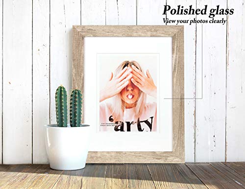 Wide Molding Rustic 11x14 Picture Frames, Made of HD Glass Display Picture 8x10 with Mat, Light Brown Photo Frame for Wall Mounting, 2 Sets - color: Light Brown, size: 11x14 inches