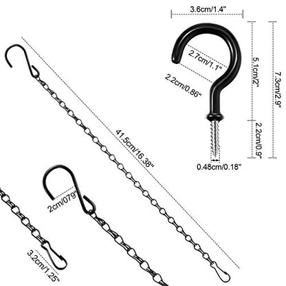 Hotop 8 Pcs Metal Hanging Chains with Ceiling Hooks, Garden Plant Hangers for Hanging Bird Feeders, Billboards, Chalkboards, Basket, Planters, Lanterns, Wind Chimes, Chain Hook DIY(16.38 Inch,Black) - color: Black, size: 16.38 Inch