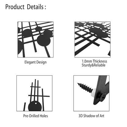 Rajukit Geometric Metal Wall Art Decor for Home | Modern abstract metal wall sculpture. Black finish. Ideal for living room. Size: 33.9 x 15.7 inches. - size: 33.9"L x 15.7"W