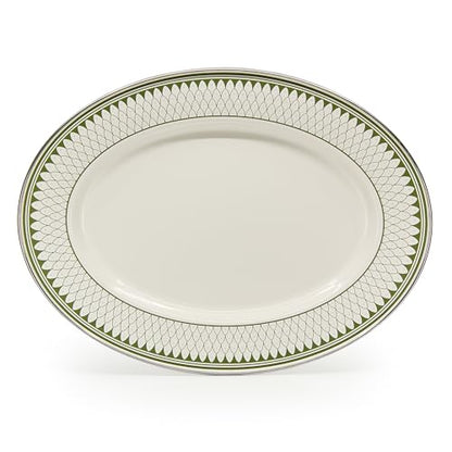 Golden Rabbit Enamelware Oval Platter, 12 x 16in, Olive Sevilla - color: Olive Sevilla