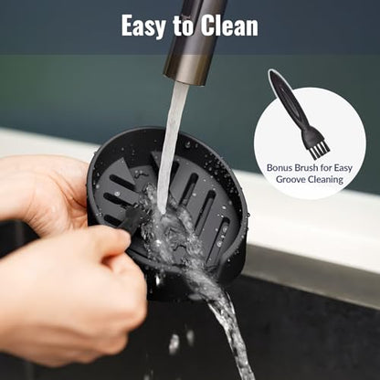 NiHome Silicone Sponge Holder for Kitchen Sink, Fits Scrub Daddy Mommy | Self-Draining Dispenser Organizer Tray, Sink Caddy Countertop Fits Soaps, Scrubber, Dishwasher Safe, Includes Brush - color: Black