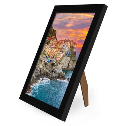 Americanflat 8x10 Picture Frame 2-Pack - Engineered Wood - Black | Shatter-resistant glass, wall or tabletop display with included easel, sawtooth hangers included - color: Black, size: 8X10, style: 2 Pack
