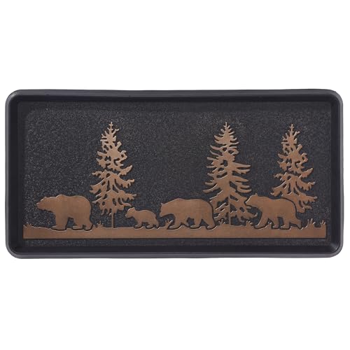HF by LT Bears Rubber Boot Tray, 32 x 16 inches, One-Piece Seamless Construction, Durable Vulcanized Rubber, Year Round Use Indoors/Outdoors, Black with Brushed Copper - color: Bears