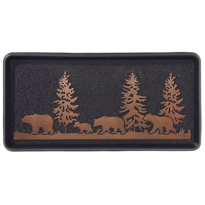 HF by LT Bears Rubber Boot Tray, 32 x 16 inches, One-Piece Seamless Construction, Durable Vulcanized Rubber, Year Round Use Indoors/Outdoors, Black with Brushed Copper - color: Bears