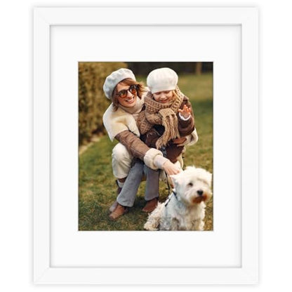 Golden State Art 11x14 White Picture Frame,Solid Wood&Real Glass,Mat 8x10 | 1 Pack 11x14 Photo Frame, White Mat Display for 8x10 Picture, Horizontal and Vertical Wall Mounting, Home Decor - size: 11x14 White, for (1) 8x10