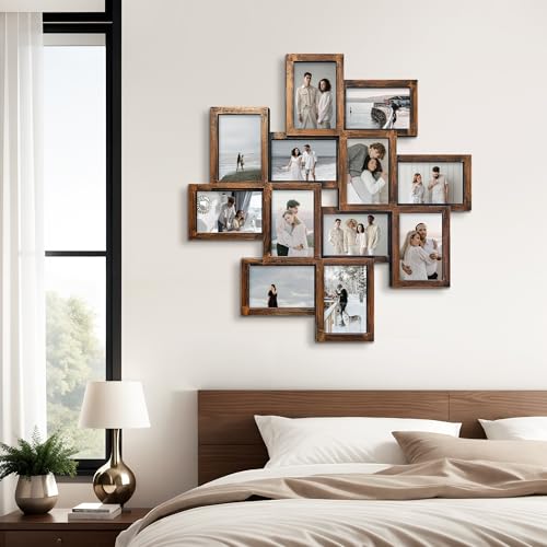 Jerry & Maggie - Photo Frame 24x24 Square Storm Eye PVC Picture Frame Selfie Gallery Collage Wall Hanging for 6x4 Photo - 12 Photo Sockets - Wall Mounting Design (Gold Rusted) - color: Golden