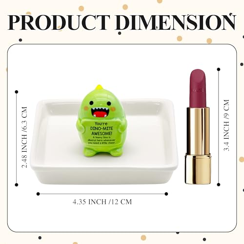 PUDDING CABIN Funny Birthday Gifts for Women Dinosaur Ring Holder Dish for Rings Earrings Necklace Bracelets Jewelry Organizer Cute Room Decor, Mothers Day Gift for Mom Friendship Christams - style: Cheer Up Dinosaur
