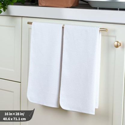 POLYTE 340 GSM Microfiber Waffle Kitchen Dish Tea Towel, 16x28 in, 12 Pack | Lint Free, Quick Dry - color: White, size: 16x28 in