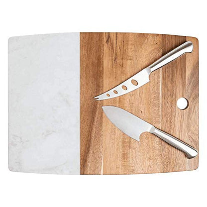 Acacia & Marble Cheese Board 3 piece Set CoreHome