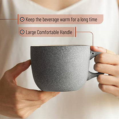 BTaT- Porcelain Coffee Mugs Set, 14 oz (415 ml), 6 Pack, Ceramic Coffee Mugs, Matte Black Outside and Colorful Inside, Restaurant Cups for Tea, Cappuccino, Cocoa, Cereal, Mug Gift Set, Dishwasher Safe - color: Matte Black