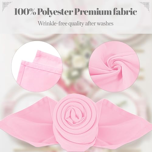 PLOYMONO Pink Cloth Napkins - 8 Pack 17" x 17" Washable Polyester Napkins | Heavy Duty 180 GSM Cloth Napkins with Hemmed Edges - Great for Restaurants, Weddings, Parties, Banquets Dinner - color: Pink