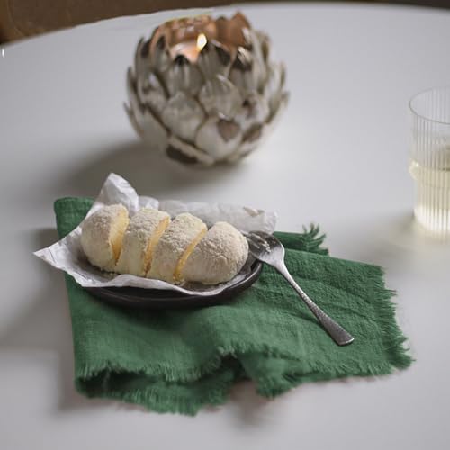 Handmade Cloth Napkins 100% Cotton Napkins with Fringe，Delicate Handmade Cloth Napkins for Dinners, Parties, Weddings and More，18 x 18 Inch Set of 4 - Green - color: Green