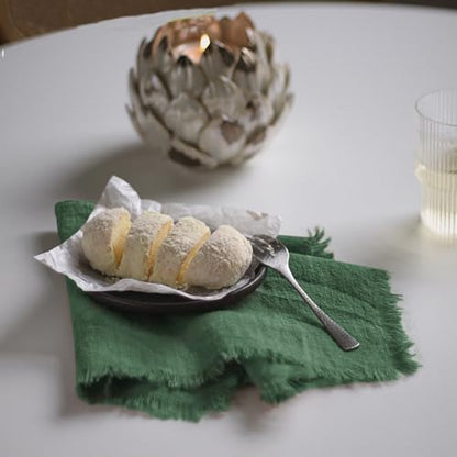 Handmade Cloth Napkins 100% Cotton Napkins with Fringe，Delicate Handmade Cloth Napkins for Dinners, Parties, Weddings and More，18 x 18 Inch Set of 4 - Green - color: Green