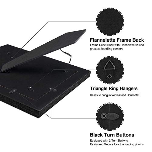 8x10 Picture Frames (3 Pack, Black) Rustic Photo Frame Set with Tempered glass for Wall Mount & Table Top Display - color: Black, size: 8x10