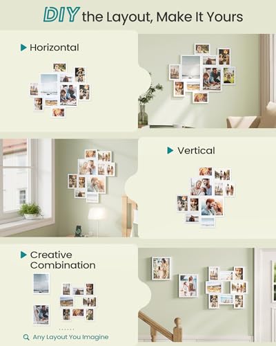 SONGMICS Picture Frames, Collage Photo Frames Set of 10, Two 8x10, Four 5x7, Four 4x6, Wall Gallery Display, Tool-Free Assembly, Cloud White URPF100WZ01 - color: Cloud White, size: 8*10 2 pack+ 5*7 4 pack + 4*6 4 pack